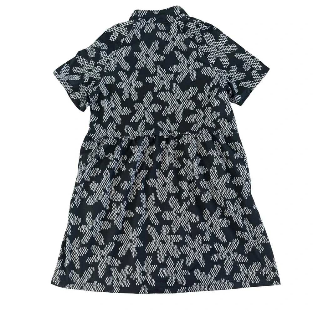 Nike Sportswear Girls' XL Black & White Floral Short Sleeve Dress DM8212 Zip‎